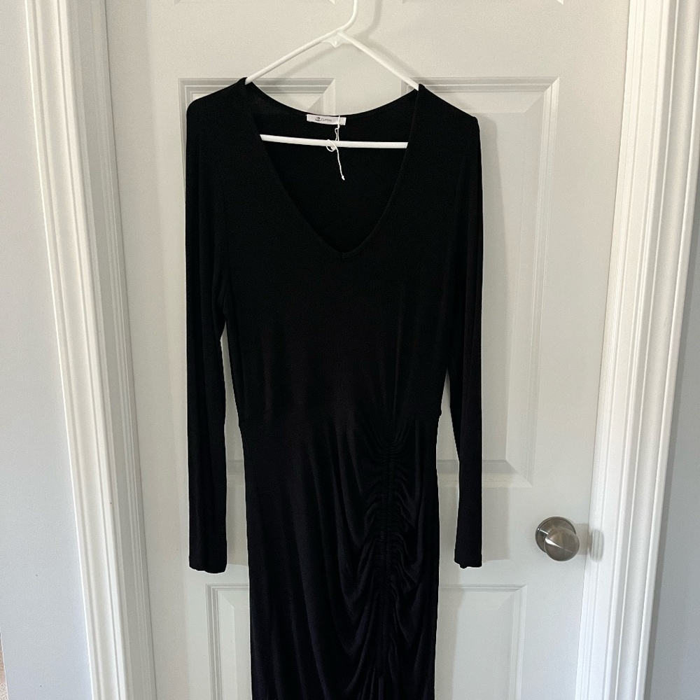 Cupshe Long-sleeved Black Maxi Dress